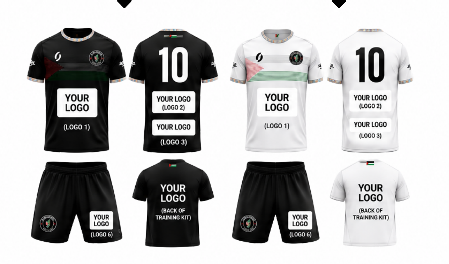 Home and away kit mockups showing main sponsor logo placement on the front of the shirt